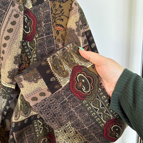 Vtg Y2K Fashion Bug Patchwork Maximalist Paisley Bohemian Blazer Jacket 18/20 - Picture 8 of 9